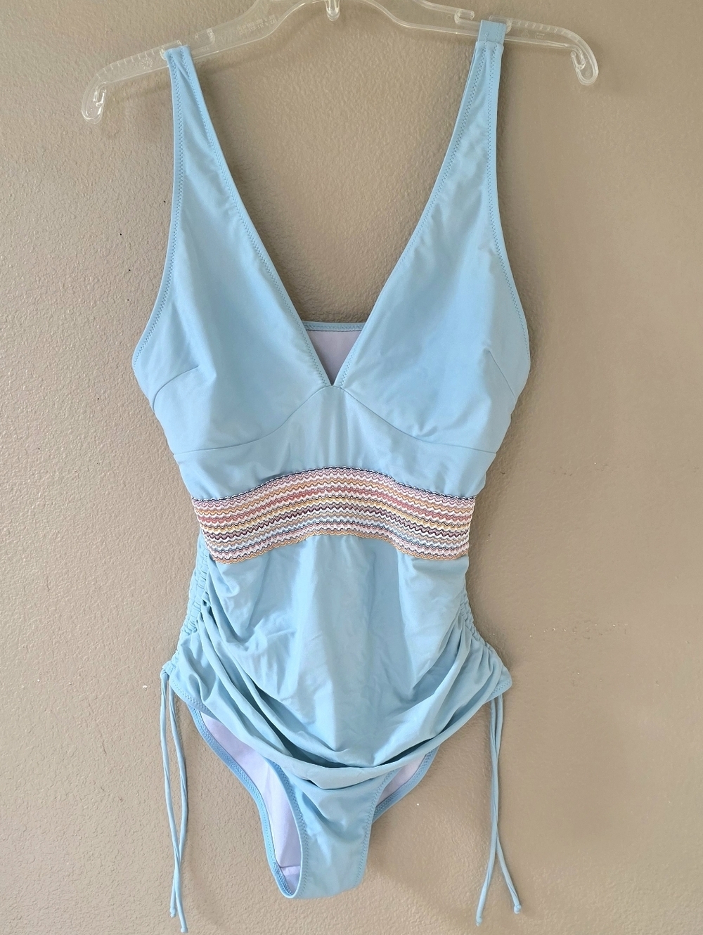 B Swim Blue Tummy Control Flattering One Piece Swimsuit - Size Large